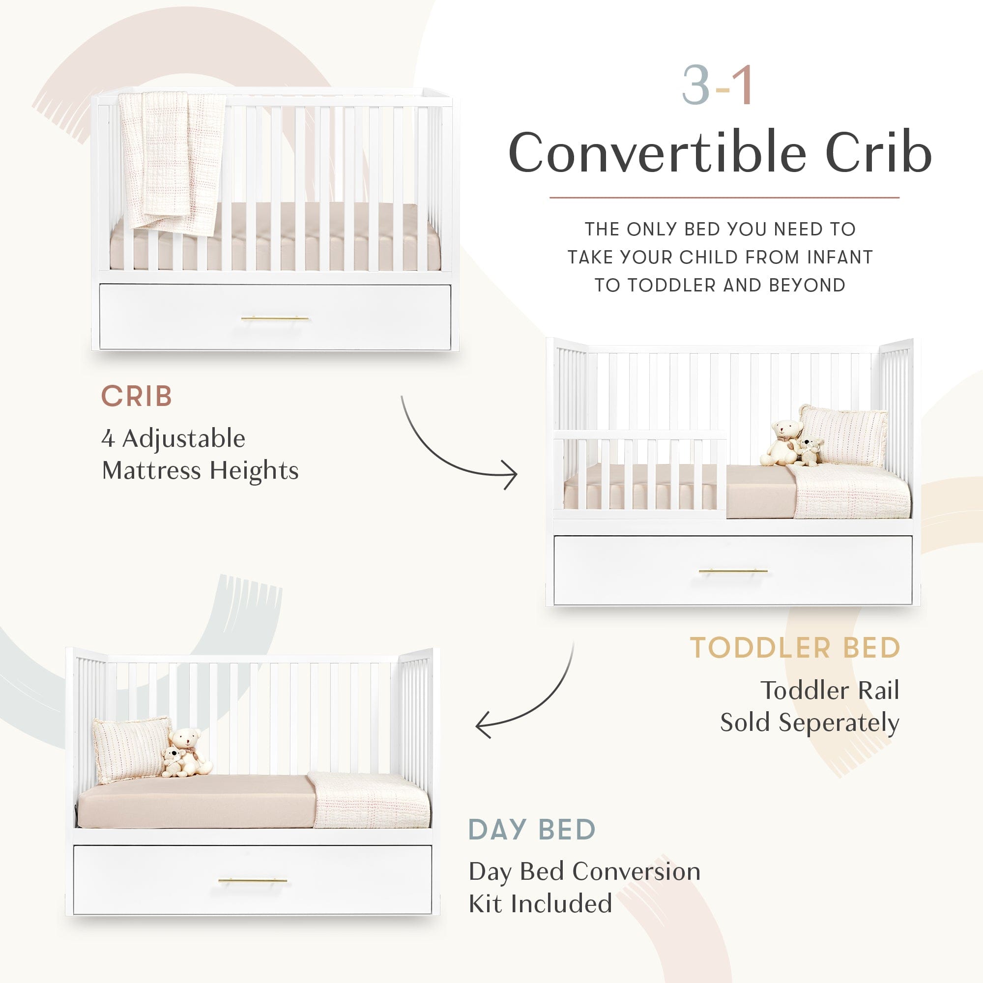 Hush Crib with Trundle Gold Handle