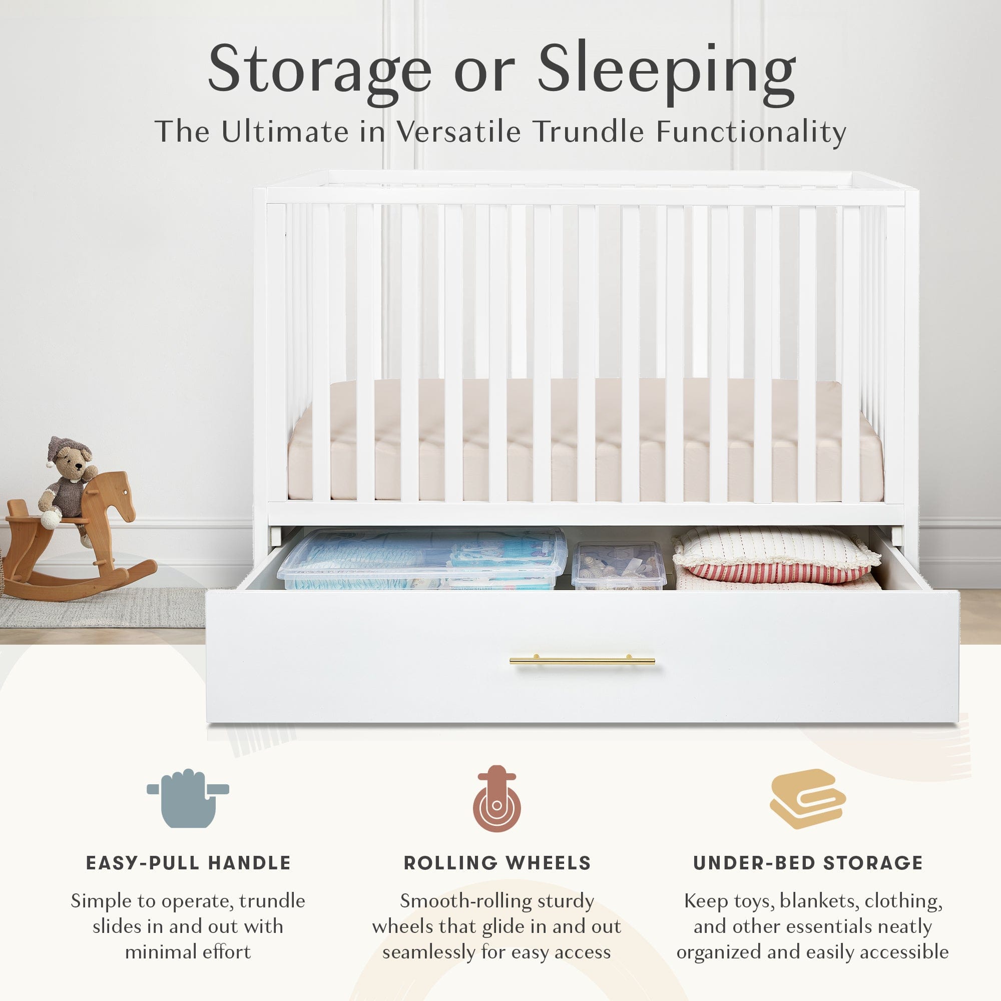 Hush Crib with Trundle Gold Handle