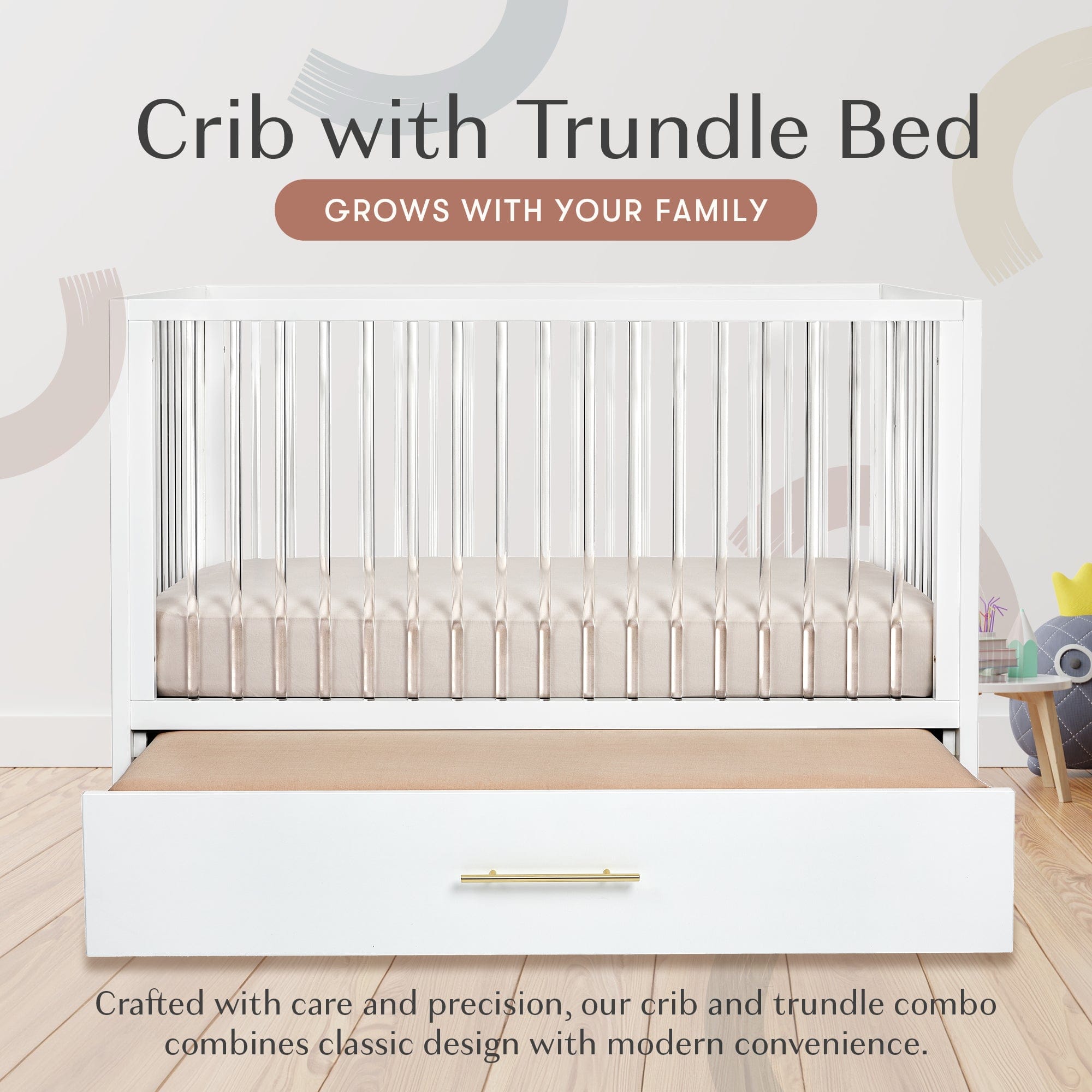 Hush Crib with Trundle Gold Handle