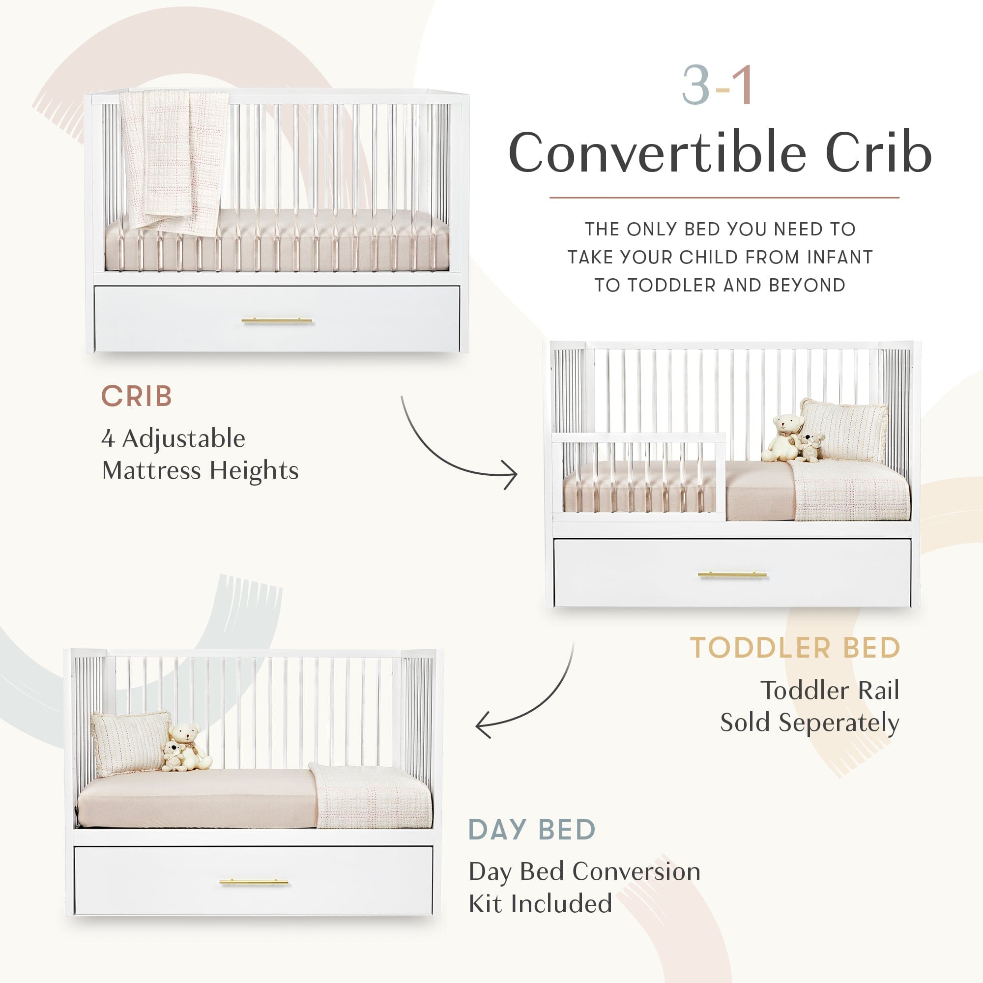 Hush Crib with Trundle Gold Handle