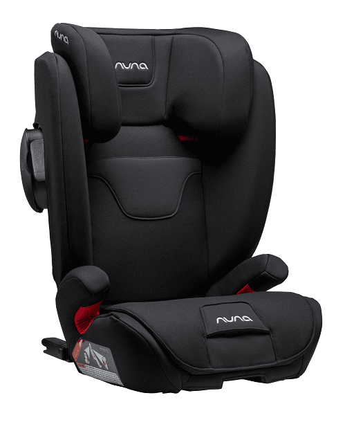 A Nuna AACE booster seat in black.